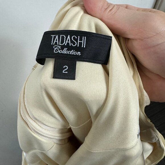 TADASHI SHOJI VINTAGE CREAM SILK RUCHED BODYCON DRESS - Picture 6 of 8